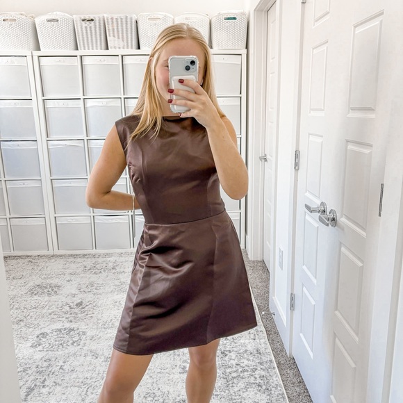Reformation Dresses New Reformation Zenni Satin Dress Chocolate